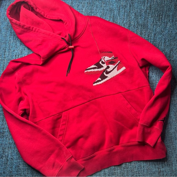 Nike Jordan 1 Jumpan Holiday Pullover Hoodie in Red - Picture 1 of 6